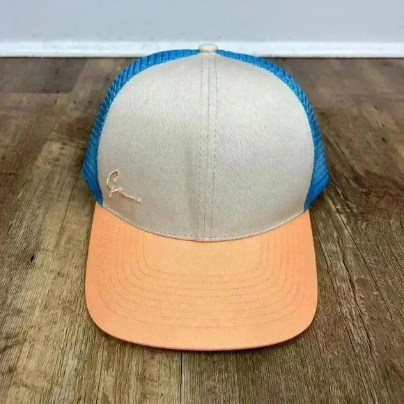 Gracy Folly Colorblock Mesh Snapback Adjustable Hat Orange Blue Trucker - Picture 1 of 9
